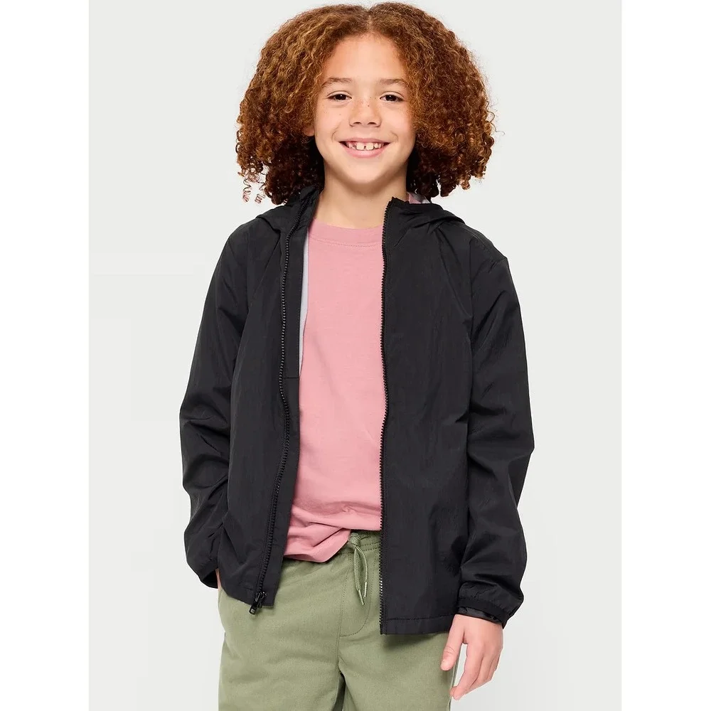 Old Navy Full Zip Jacket Boys Youth Small 6-7 Hooded Lined Lightweight Softshell
